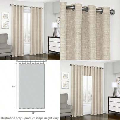 Eclipse Haley - Cortinas de oscurecimiento con Aislamiento térmico y Bolsillo para Barra para Sala de Estar, 37 x 84 Pulgadas, Color Plateado(132.1An x 241.3Al cm (1 Paneles) Natural)