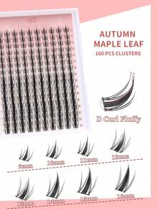 160 Stücke 3D Ahornblatt-Effekt Lockige Falsche Wimpern, Neue Geflügelte Katzenaugen Wimpern, 9-16mm Einzelne Wimpernbüschel, Natürliches Aussehen & Extra Dick & Intelligent & Super Weich & Ultra Leicht Wiederverwendbares Wimpernverlängerungs-Set, Geeignet für Anfänger, Alltag, Hochzeit, Date, Party, Musikfestival, Halloween