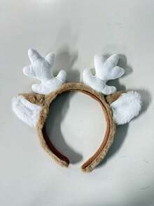 1 pieza Diadema con cuernos de reno navideños, diadema con cuernos de animal esponjosos para Navidad, fiesta de Halloween y cosplay