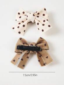 Set de 5 pinzas para el cabello de bebé niña en beige y marrón con diseños de moño, lunares, flor, estampado de leopardo y pato, pinzas para el flequillo y lados, accesorios de cabello elegantes, aptos para uso diario, Navidad y Día de San Valentín