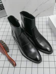 Ghete Chelsea negre pentru bărbați, pantofi eleganți Oxford din piele, la modă, confortabile, toamnă/iarnă, cizme din denim, de lux, cu vârf înalt, cizme de antrenament de luptă, cizme din piele pentru exterior, pantofi de lucru durabili pentru birou, mărime 45, pantofi de securitate pentru bărbați, cizme de motocicletă cu fermoar lateral, clasice și elegante, cizme de călărie, pantofi de nuntă pentru bărbați, pantofi de petrecere și club, lucrați manual, mărime mare 38-46 - Negru - Vizualizare 3