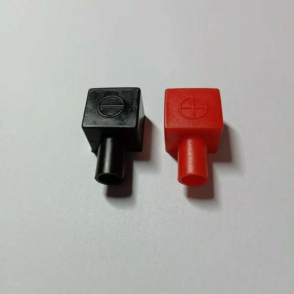 Rote & schwarze Batterieanschluss-Schutzkappen mit Positiv- & Negativmarkierungen, Gummi-Staubkappen