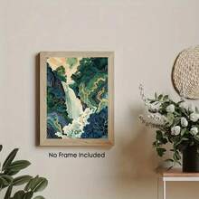 1PC Travel, Vintage Classic And Fashionable Style Canvas Paintings, Hokusai Style Japanese Waterfall Landscape Canvas Art Posters, Frameless Wall Arts Decor, Home Office, Bathroom, Living Room, Bedroom, Study, Corridor, Dining Room, Coffee Shop Decor(No Frame) - Multicolor - View 9