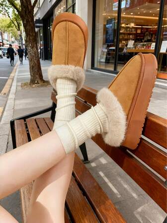 Botas de nieve de estilo sólido y punk para mujer, botas de nieve navideñas para uso en exteriores e interiores, botas de nieve de estilo para mujer, botas de invierno de moda para mujer, pantuflas para mujer