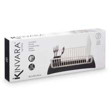 STARLEY - Escurreplatos Cocina Escurridor de Platos con Bandeja Antigoteo | Organizador de Platos y Cubiertos | Diseño Moderno Doble Color Gris y Blanco | Tamaño 46.5*18.5*14.2cm - Blanco y Negro - Ver 3
