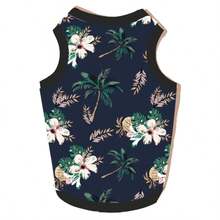 1pc Pet Hawaiian Vest, Animal Style Dog T-Shirt With Floral & Coconut Tree Print, Breathable Dog Vest Suitable For Small To Medium Pets, All Season Beach Dog Clothes