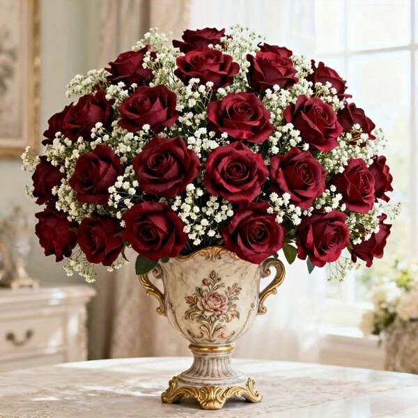 36 Stück rote künstliche Rosenstrauß Set, Hochzeitsarrangements, Verlobungsfeiern, Heim- & Bürodekoration, Muttertag, Frühlingsblumendekorationen, Valentinstag Dekorationen, Künstliche Rosen für Dekorationen DIY Hochzeitssträuße Tischmittelstücke Dekorationen, Brautparty Valentinstag Dekorationen, Baby-Shower Dekorationen, Innen- und Außendekoration Zuhause