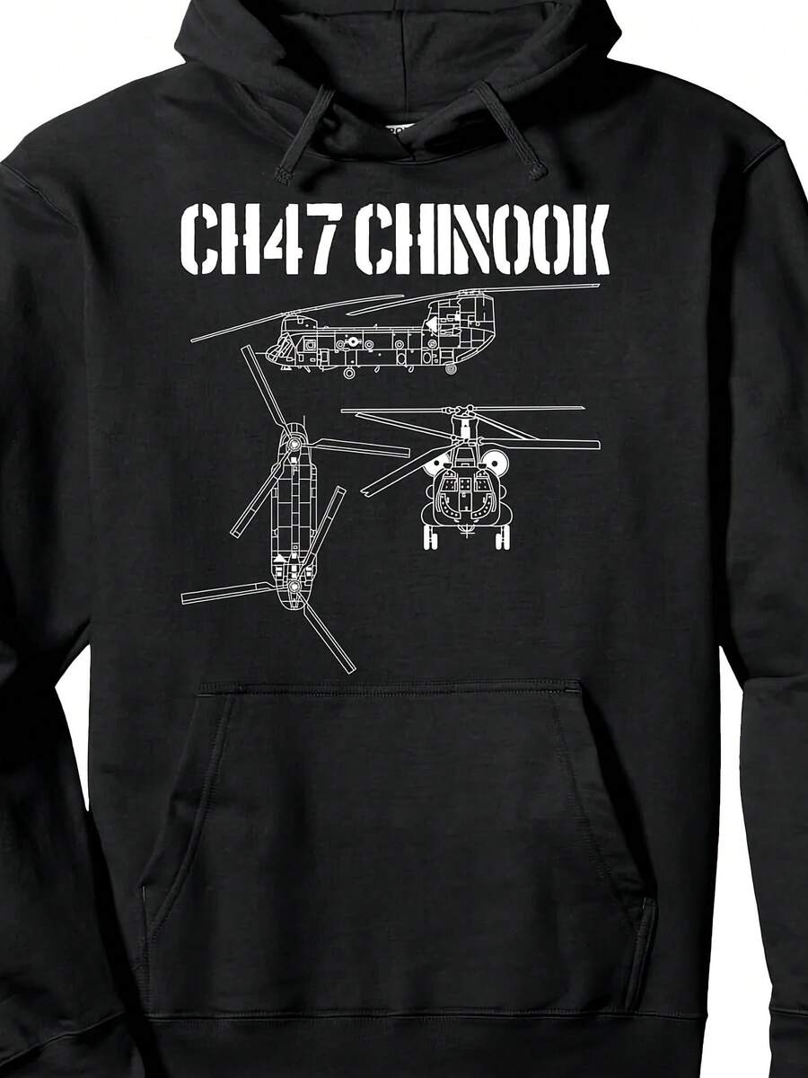 CH47 Chinook Schematic Military Helicopter CH-47 Chinook Pullover Hoodie - 款式14 - 查看 1
