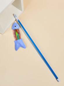 1pc Handmade Colorful Fish With Bell Stick, Random, Suitable For Cats, Entertaining Pet - Multicolor - View 5