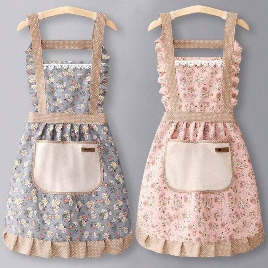 Stylish Princess Apron, Suitable For Women, Kitchen Work, Cooking, Wipe Hands Apron - Multicolor - View 1