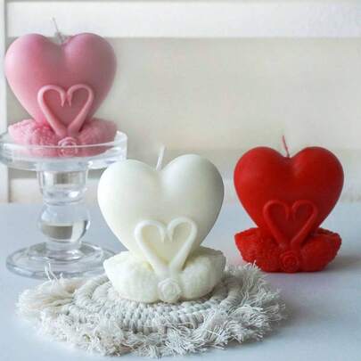 1pc Swan Heart Shaped Scented Candle, Romantic Home Decor Ornament