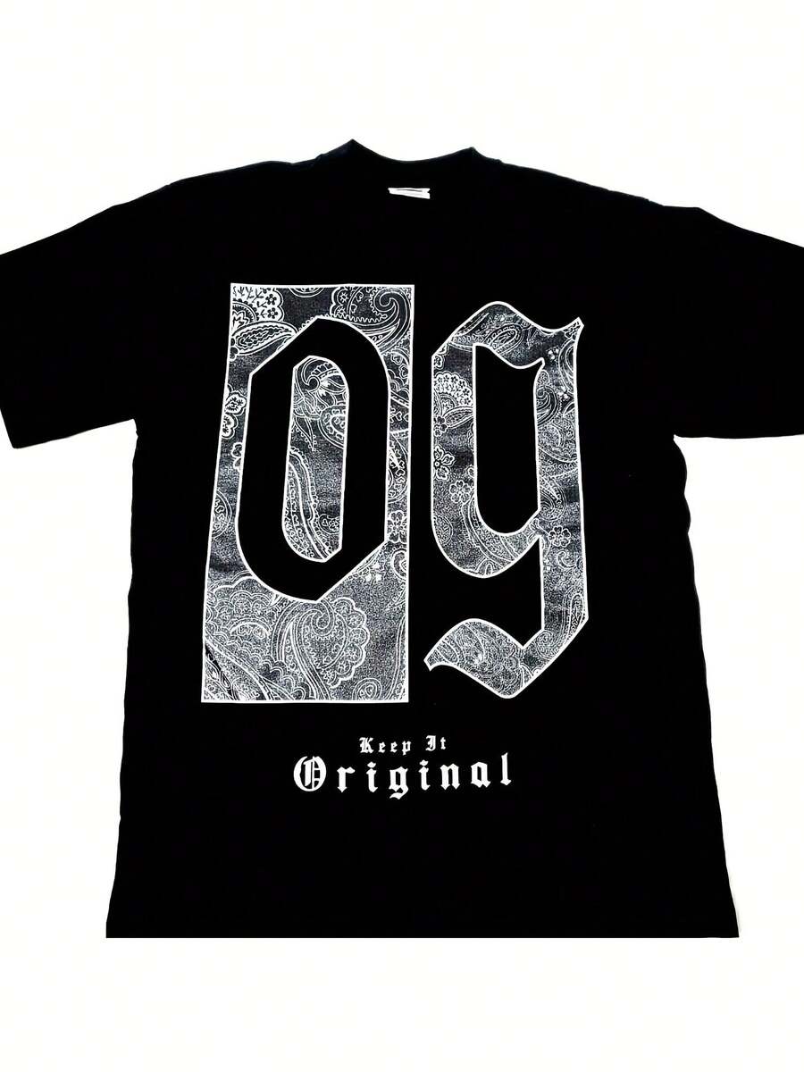 Men's Original Gangster T-Shirt - OG Urban Streetwear, Black Cotton Tee With Whi - 款式29 - 查看 1