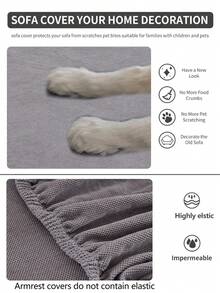 1 szt. Elastyczny pokrowiec na sofę, antypoślizgowy, z szenili, zakrywający całe siedzisko, odpowiedni na każdą porę roku, pogrubiony materiał, nadający się do prania w pralce, pyłoszczelny, przyjazny dla zwierząt, dekoracja do sypialni, biura, salonu, pasuje do sof w kształcie litery L i kanap 1/2/3/4-osobowych, jasnoszary