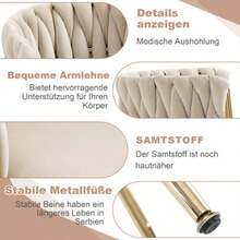 (Old SKU: W1880109477) A Modern Set Of Luxury Velvet Dining Chairs With Gold Metal Legs, An Elegant Hand-Dyed Design And Soft Cushions For The Dining Room, Living Room And Bedroom (2 Sets) - White - View 5