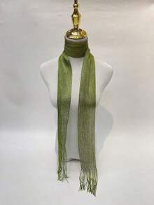 1pc Fashionable & Versatile Women Scarf With Tassels - 淺軍綠色 - 查看 5