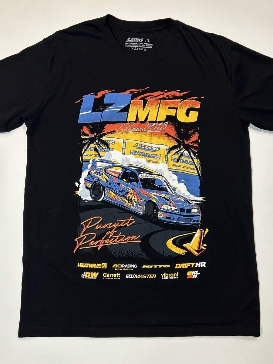 LZ MFG Racing Tee Shirt Adult Large Black Pursuit Of Perfection Auto Men - Style 14 - View 1