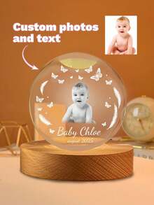 Customized Crystal Ball Night Light, Personalized 2D Photo Crystal Ball LED Base With Colorful Lighting, Customized Christmas Gift, Personalized Gift, Holiday Gift, Birthday Gift, Anniversary Gift, Christmas Decoration - Multicolor - View 14