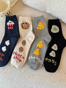 4双随机发货韩版INS时尚可爱饼干奶酪中筒袜女童秋季