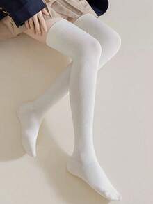 1 Pair Women's Thigh High Socks, Knee High Stockings, Student Long Socks Christmas Gift