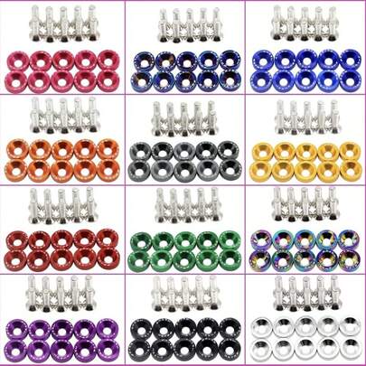 高品质 M6 阳极氧化铝垫圈和螺栓套件 - 适用于汽车和摩托车，多种颜色的装饰螺丝和垫圈