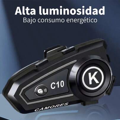 Intercom estéreo sin cables para casco de motocicleta C10 de doble modo, doble canal, batería de 1000mAh, reducción de ruido, intercomunicador para dos motociclistas a 300 metros, música y comunicación simultáneamente.