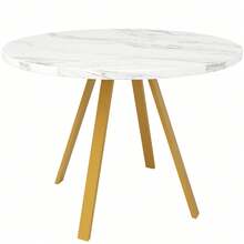 Dining Tables - White+Gold+MDF+Metal - View 8