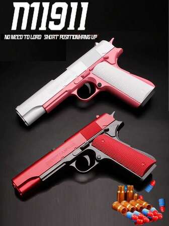 1pc 1911 Pistol Model Manual Ejection Toy Gun, Outdoor Shooting Game, Christmas/Birthday Gift (Some Accessory Colors Are Randomly Sent, Manual Measurement May Have Errors, Products With And Without Text, Two Random Options Will Be Sent)