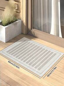 1PC Machine Washable Large - Size Modern White And Brown Striped Pattern Area Mat Rug Indoor Living Room Decorative Rug With Stylish White And Brown Striped Pattern Design Durable Easy Clean Floor Mat For Home Decoration Kitchen Rug