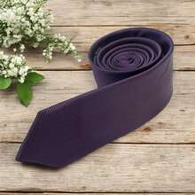 Solid Color Striped Men's Tie With Quality Texture, A Must-Have For Weddings, Business And Formal Occasions - Morado - Ver 5
