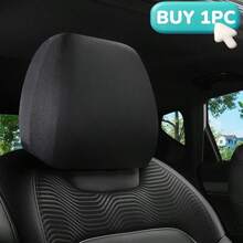1pc/2pcs Car Headrest Cover, 9.06*9.06in, Elastic Fabric Soft And Breathable Full Surround Dust Cover, Retractable Opening Seat Headrest Protective Cover, Suitable For Car Decoration - Solid Color, Cute Pattern Design - 23cm/9.06inch - View 4