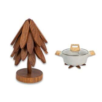 Trivets, Wooden Tree-Shaped Sapeli Wood Drink Trivets Set For Coffee Table, Kitchen Table Decor