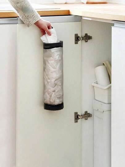 Plastikowy organizer/uchwyt na torby na zakupy montowany na ścianie, plastikowe torby sklep spożywczy, zmywalne torby na zakupy/worki na śmieci/pokrowce na buty, siatkowy wiszący dozownik do przechowywania toreb na zakupy, niezbędne rzeczy do domu/kuchni/biwakowania/nowego domu, akcesoria do gadżetów domowych, duży, szaro-czarno-żółty