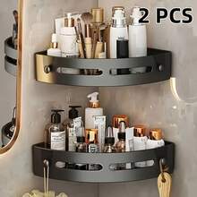 2 piezas Estante de drenaje triangular, Cesta de ducha de esquina, Estante de almacenamiento de baño de material PP grueso, Estante de ducha de pared interior, Estante de champú de ducha, Caja de almacenamiento de cocina y baño, Cesta de ducha, Estante de esquina triangular ahorra espacio - Estante de almacenamiento de baño resistente para champú, gel de ducha y cosméticos montado en la pared - Fácil instalación, diseño antideslizante, accesorios de baño - Multicolor - Ver 4