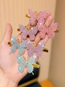 1pcs Colorful Shiny Butterfly Hair Clips, Add Charm To Your Hair, Suitable For School, Outdoor Activities, Enhance Sweet And Elegant Styling, Perfect Gift For Cute Girls, Whether For Dates, Parties Or Outings, Can Make You More Beautiful, Beach Photo Props, Butterfly Hair Clips, Girls' Favorite Things - 多色 2 - 查看 4