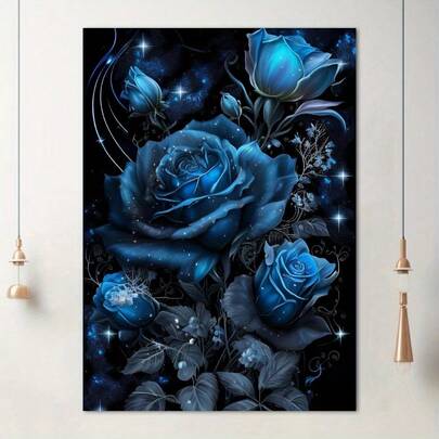 Blue Canvas Wall Art Unframed,Blue Rose Pictures Painting,Beautiful Blue Roses Poster Canvas Wall Art For Home Decor, Flower Lovers Poster Wall Decor High Quality Canvas Prints For Living Room Bedroom Kitchen Office Cafe Decor, Perfect Gift And Decoration, Perfect For Room Decor Decor Bedroom Modern Valentine'S Day Flower Aesthetics Contemporary Artwork Bathroom Home Decorations