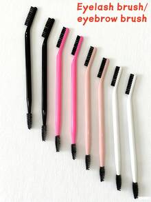 5pcs Double Head Eyelash Brush Eyebrow Brush Angle Spiral Brush Dual Purpose Brush Multifunctional Portable Eyebrow Brush Travel Supplies,Eyebrow Brush,Eyeshadow Brush,Spoolie,Spoolie Brush - Black - View 1