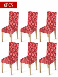 Christmas Stretch Chair Cover, Christmas Snowflake Reindeer Gingerbread Bell Chair Back Protector Cover, Washable Winter Dining Room Chair Slipcover For Home, Restaurant, Living Room, Kitchen Decor (1pc/4pcs/6pcs/20pcs)