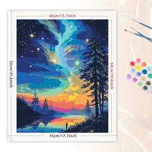 1pc Adult DIY Digital Oil Painting Kit, Polyester Canvas Starry Landscape Acrylic Painting, Frameless 19.68x15.74 Inches, Beginner Watercolor Painting Set, Home Decor, Ideal Gift For Friends - Multicolor - View 7