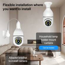 1 pieza Bombilla de luz blanca con cámara, fácil instalación, base estándar, apta para cualquier toma de luz del hogar, se puede instalar donde se necesite. Con micrófono incorporado, audio bidireccional, rotación de 360°, detección de movimiento, alarma remota, luces inteligentes duales, cámara de con visión nocturna infrarroja - Multicolor - Ver 7
