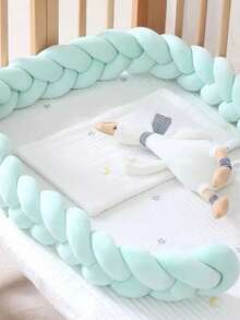 1pc 3-Strand Braided Baby Crib Bumper, Newborn Anti-Collision Soft Pad Nursery Room Decor, Crib Braided Guardrail Cushion, Soft & Thick Collision Pad Decorative Strip, Suitable For Cradle, Changing Table, Stroller, Crib Set