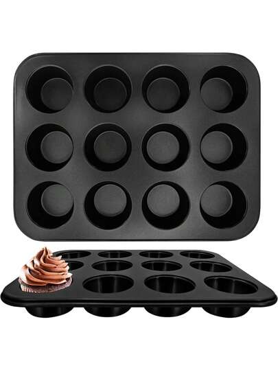 1pc 12/6/4-Cup Non-Stick Muffin Pan & Baking Cups, Cupcake Tray - Heat-Resistant Pudding Mold For Oven, Easy-Clean Baking Tool For 2025 Christmas/Brownie/Home, Ideal For Home Bakers & Holiday Hosts