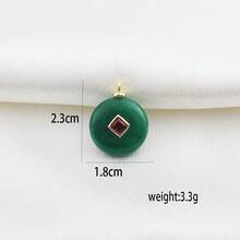 1pc Copper Geometric Natural Stone Pendant, DIY Micro-Inlaid Diamond, Agate, Turquoise Bracelet, Necklace, Earrings, Charms, Fashionable & Versatile Jewelry Accessories - Multicolor - View 32