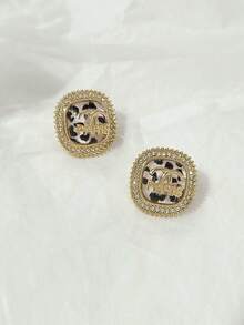 2pcs Fashionable Crystal Letter Earrings, Suitable For Women's Jewelry Matching, Luxury Elegant Personalized Earrings, New Arrival 2025