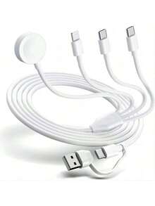Multi Charging Cable 4 In 2 For Apple Watch Charger I-Phone, Travel 4 In 2 Watch & Phone Charger With IOSPorts/Type C/Type C Port Compatible With IPhone17 16 15 14 13 12 11 /Galaxy Android