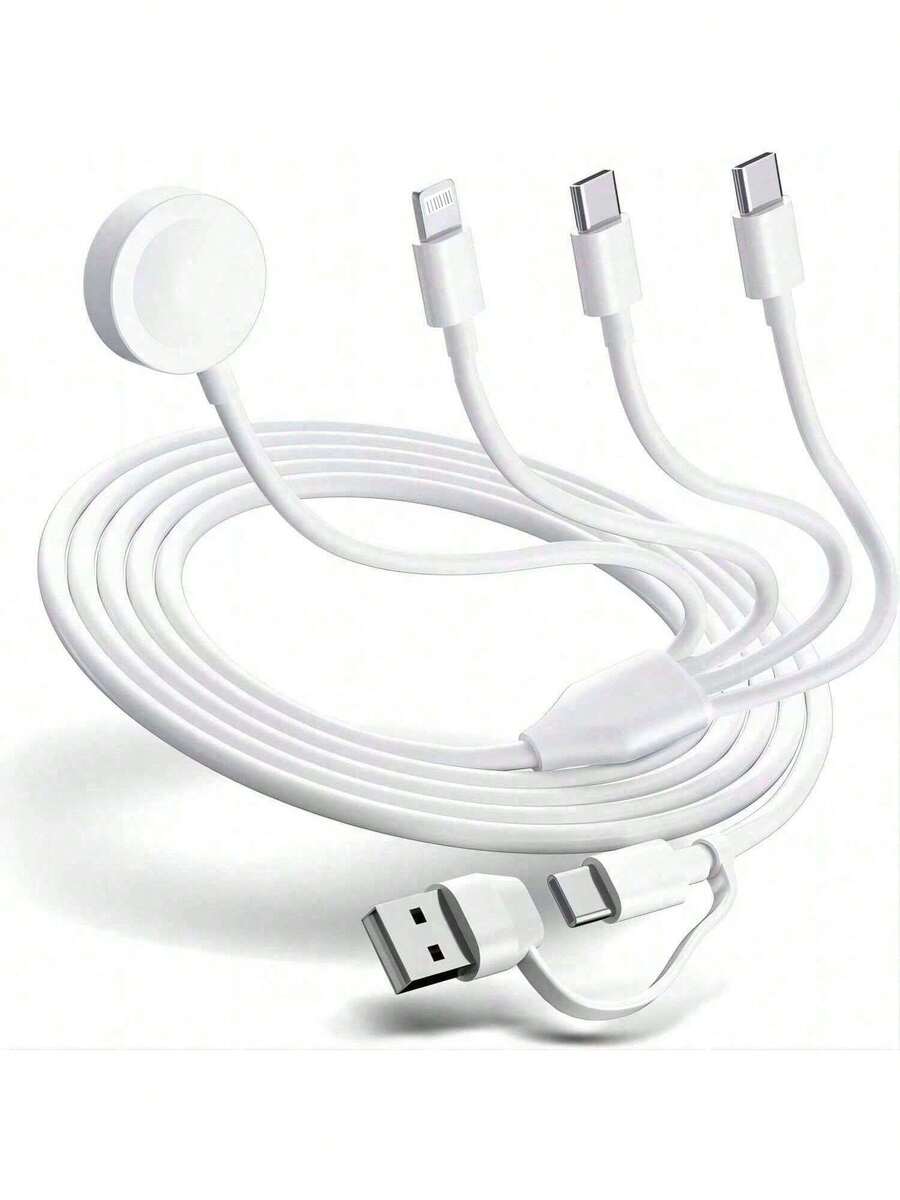 Multi Charging Cable 4 In 2 For Apple Watch Charger I-Phone, Travel 4 In 2 Watch & Phone Charger With IOSPorts/Type C/Type C Port Compatible With IPhone17 16 15 14 13 12 11 /Galaxy Android