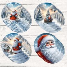 4 piezas/8 piezas Posavasos con tema navideño, almohadillas absorbentes con estampado navideño, tapetes para café, posavasos para cocina, mesa, habitación, decoración de bar, regalos navideños