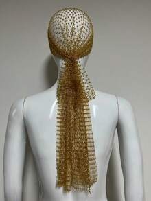 1pc 90/100/130 Cm Women Fishnet Rhinestone Decor Bandana Hair Band Headscarf Cap, Elastic Hairband, Beautiful Bridal Headpiece, Personalized Hair Accessories, Suitable For Ladies' Daily Wear, Dance, Wedding, Party, Events Valentine's Day Valentines