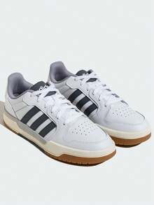 Adidas ENTRAP Comfortable Versatile Non-Slip Durable Low-Top Retro Basketball Shoes, Unisex, White & Blue, Retro American Campus Style Teenage Vibe Basketball Sneakers - White - View 8