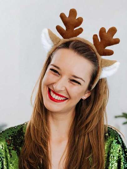 2PCS Brown Antler Hairband, Exquisite Plush Deer Ear Hairband, Role-Playing Accessory, Display Item, Handmade Artificial Animal Ears Headwear, Suitable For Christmas Animal Costumes