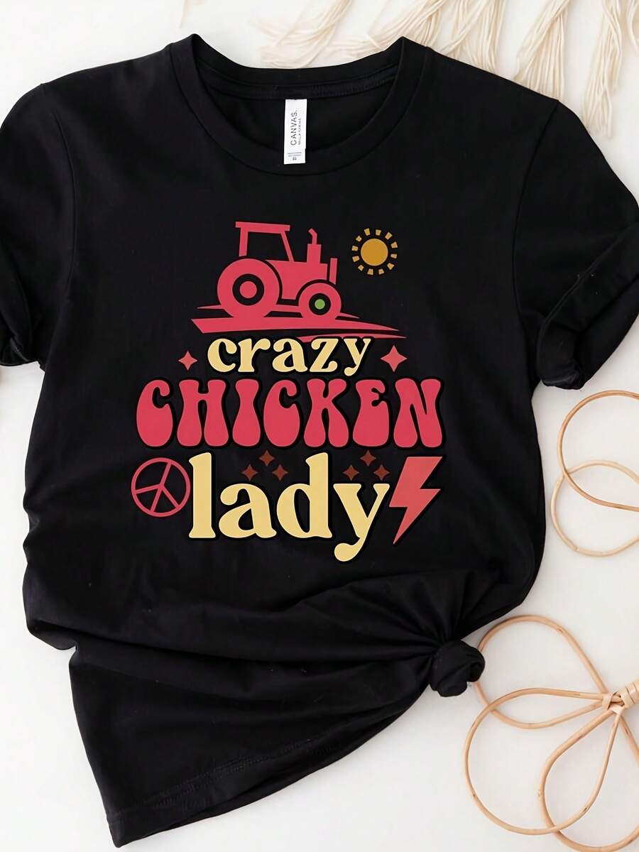 Crazy Chicken Lady Shirt, Funny Chicken Shirt, Chicken Mom, Chicken Lover Gift, Farm Girl Shirt, Farm Shirt, Chicken Lover Shirt - 款式3 - 查看 1
